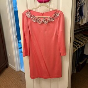 NWT beautiful pink beaded flowers St John Dress size 8